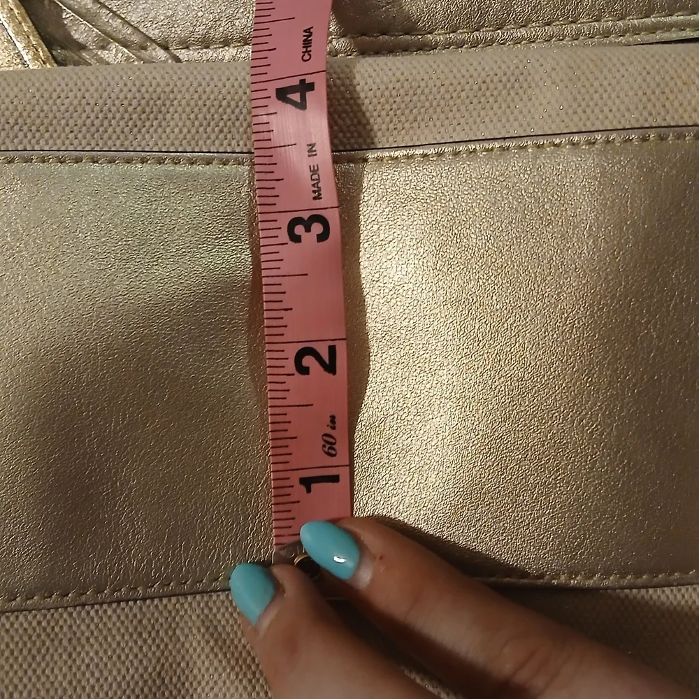 Coach Julia Perry Op Art Tote Ivory Shimmer Canvas Metallic Leather Bag EUC Rare - Picture 14 of 14